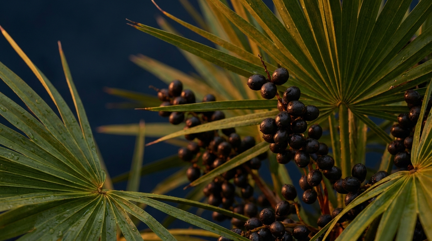 Saw palmetto (Serenoa repens), plante et baies, anti-DHT naturel