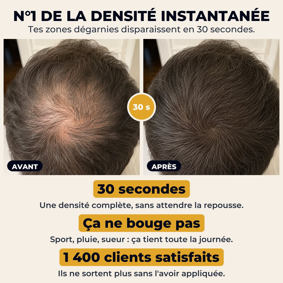 Avant et après une application sur le sommet du crâne