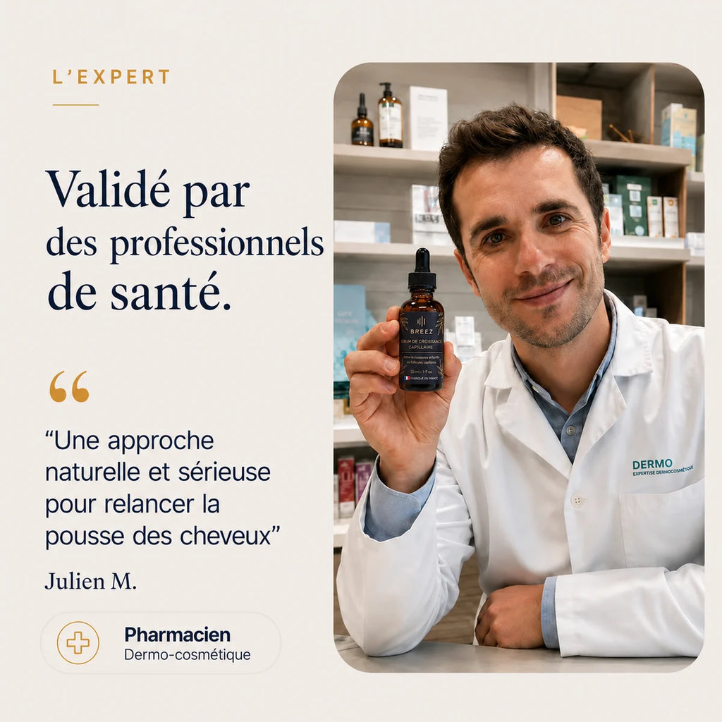 Sérum BREEZ validé par des professionnels de santé : avis de Julien M., pharmacien dermo-cosmétique