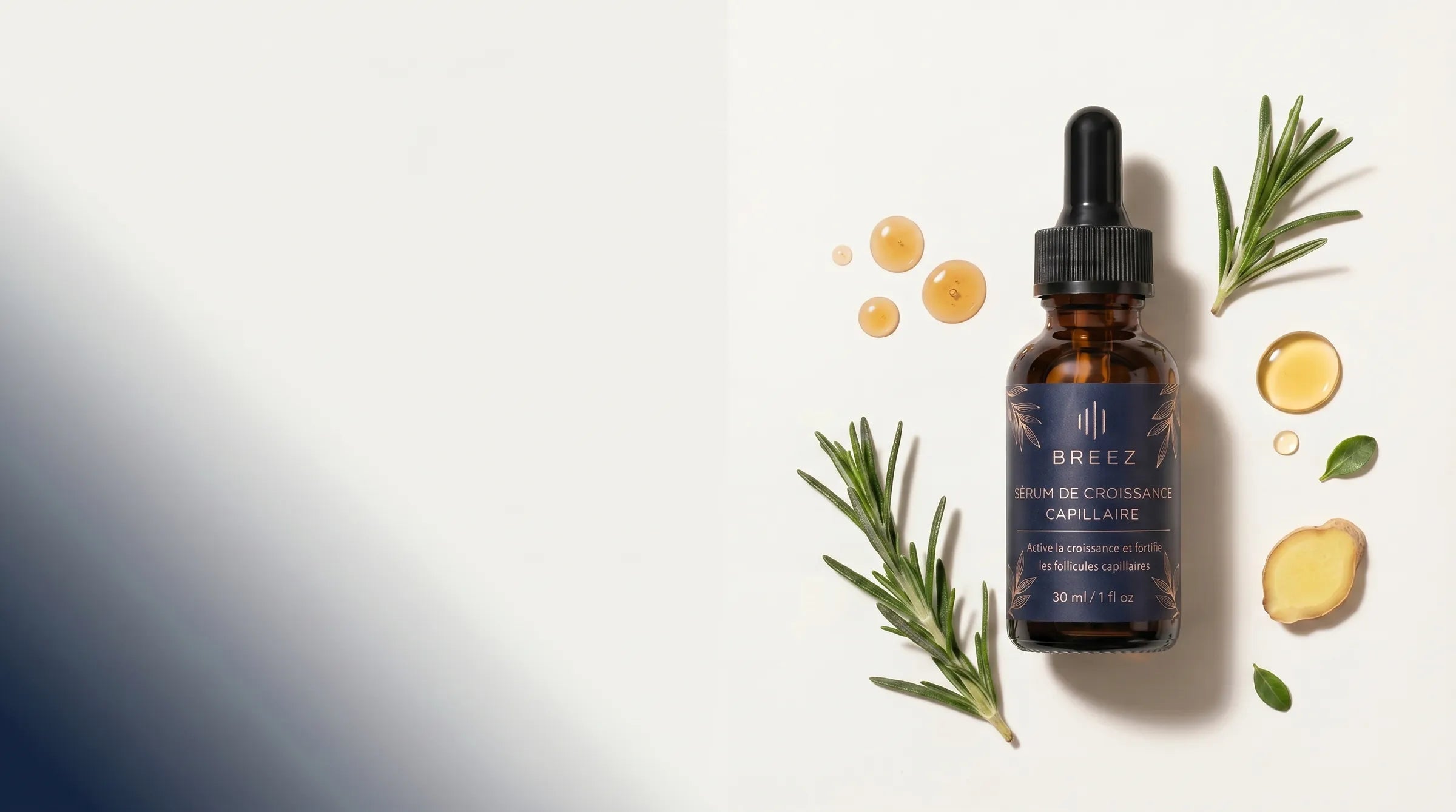 Sérum BREEZ Croissance Capillaire entouré de romarin, huile d'argan et gingembre — desktop