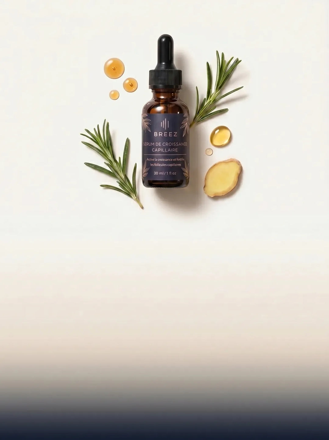 Sérum BREEZ Croissance Capillaire entouré de romarin, huile d'argan et gingembre — mobile