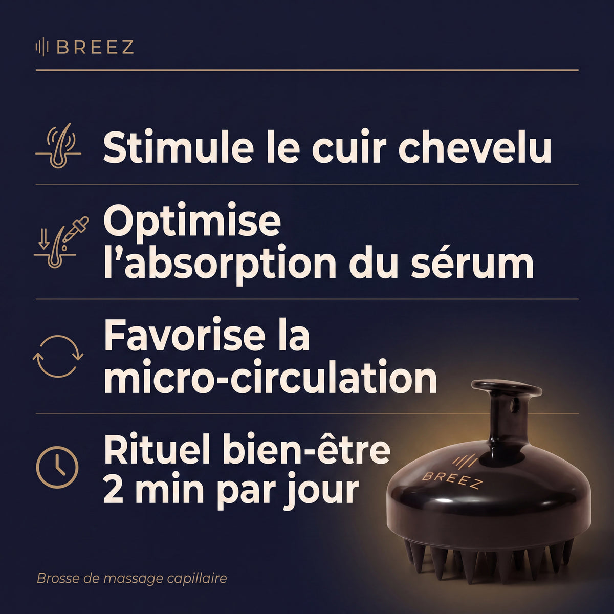 Brosse de massage cuir chevelu BREEZ